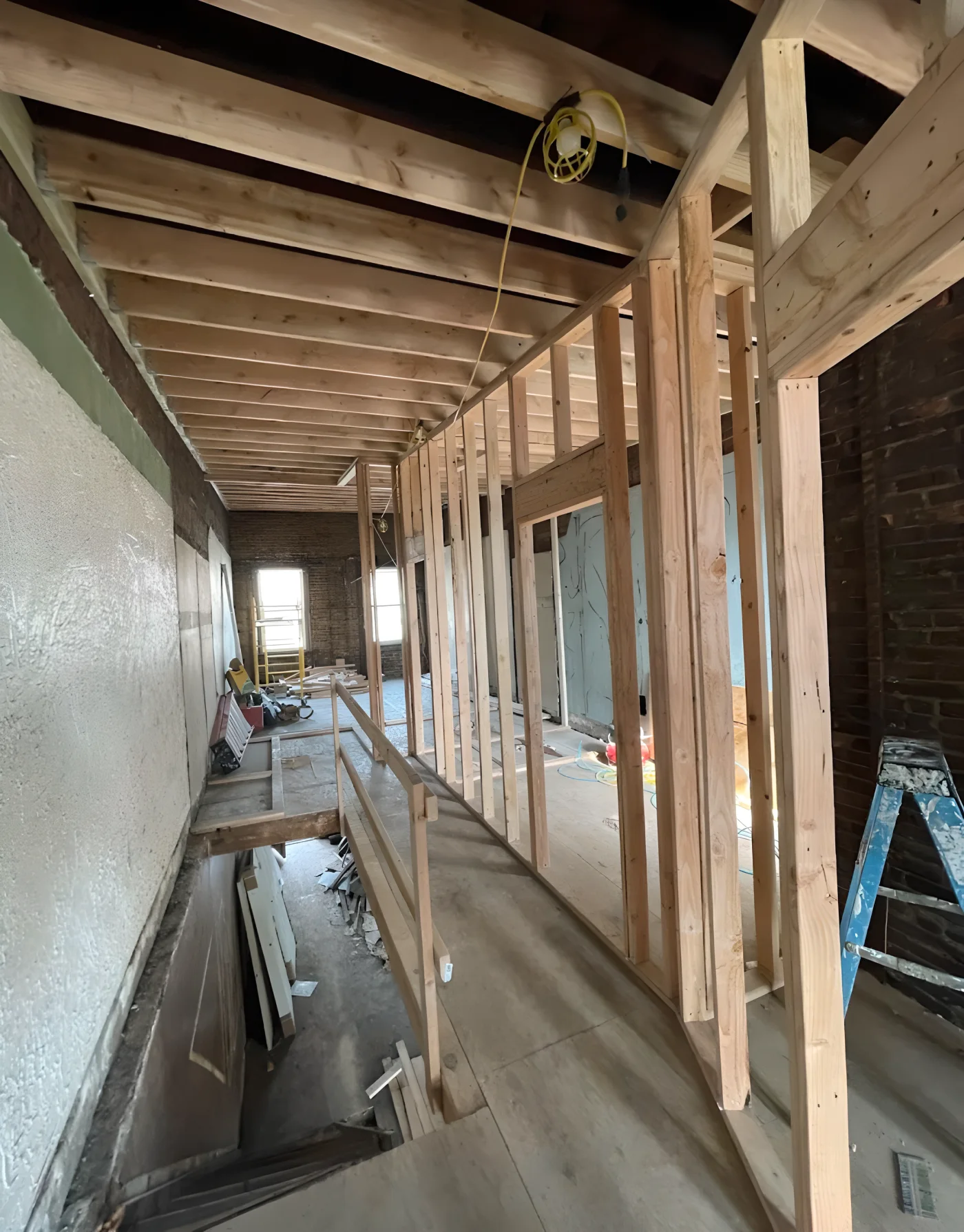 Open timber framing during an HKB interior renovation